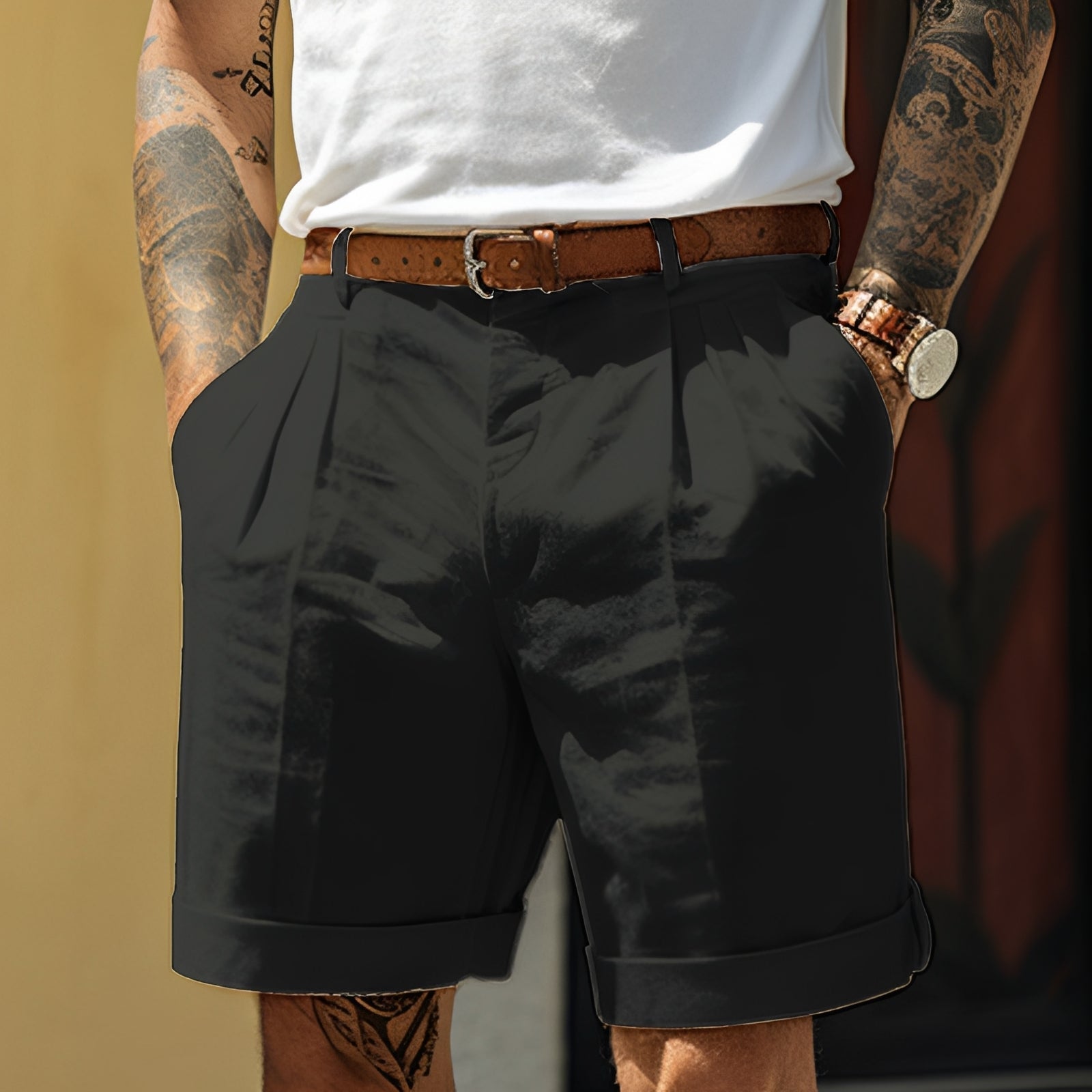 Men's Pleated Chino Shorts – Straight Fit Summer Short