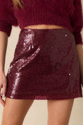 Women's MINKPINK Agnes Wine Purple Sequin Mini Skirt | 100% Polyester 0