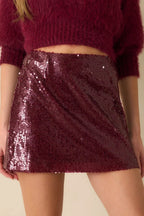 Women's MINKPINK Agnes Wine Purple Sequin Mini Skirt | 100% Polyester 4