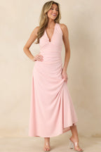 Women's MINKPINK Amelia Soft Pink Halter Midi Dress | 95% Polyester & 5% Elastane 2