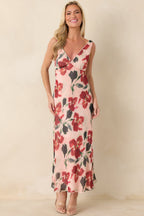 Women's MINKPINK Arabella Red Floral Mesh Midi Dress | 100% Polyester 1