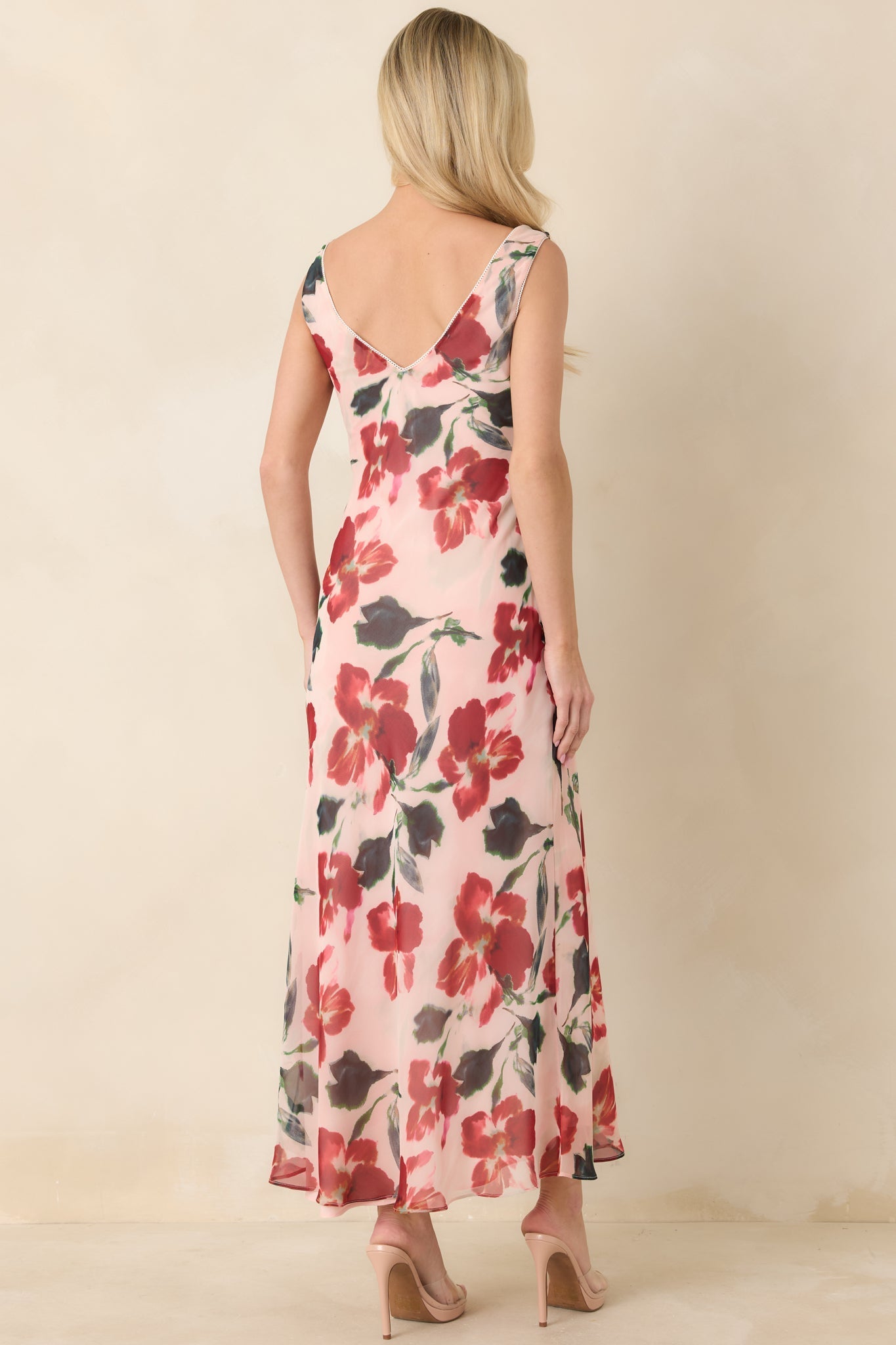 Women's MINKPINK Arabella Red Floral Mesh Midi Dress | 100% Polyester 7