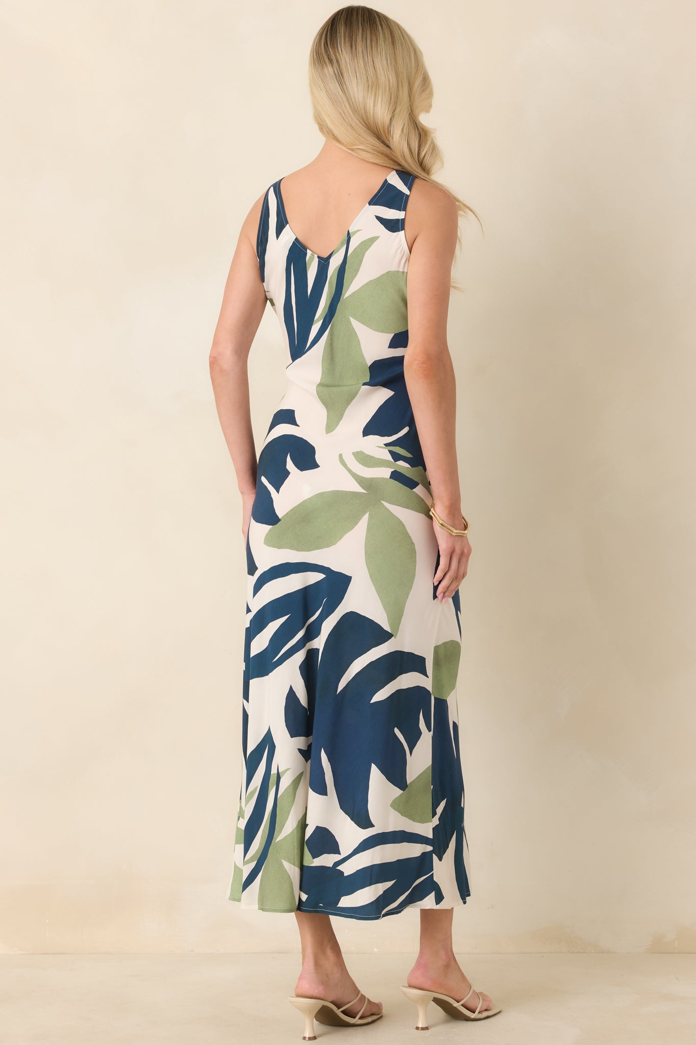 Women's MINKPINK Azure Green & Blue Palm Leaves Key Hole Midi Dress | 100% Viscose 6