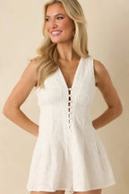 Women's MINKPINK Daphne White Cotton Jacquard Button-Up Playsuit | 100% Cotton 5