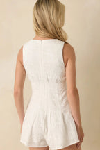 Women's MINKPINK Daphne White Cotton Jacquard Button-Up Playsuit | 100% Cotton 7