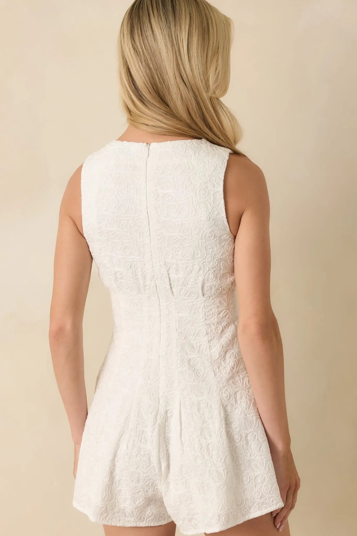 Women's MINKPINK Daphne White Cotton Jacquard Button-Up Playsuit | 100% Cotton 7