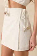 Women's MINKPINK Daphne White Cotton Jacquard Wrap Mini Skirt | 100% Cotton 0