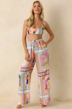 Women's MINKPINK Elysia White Multi Tropical Tile Print Drawstring Pants | 100% Viscose 2