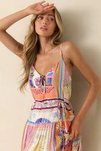 Women's MINKPINK Elysia White Multi Tropical Tile Print Maxi Dress | 100% Viscose 1