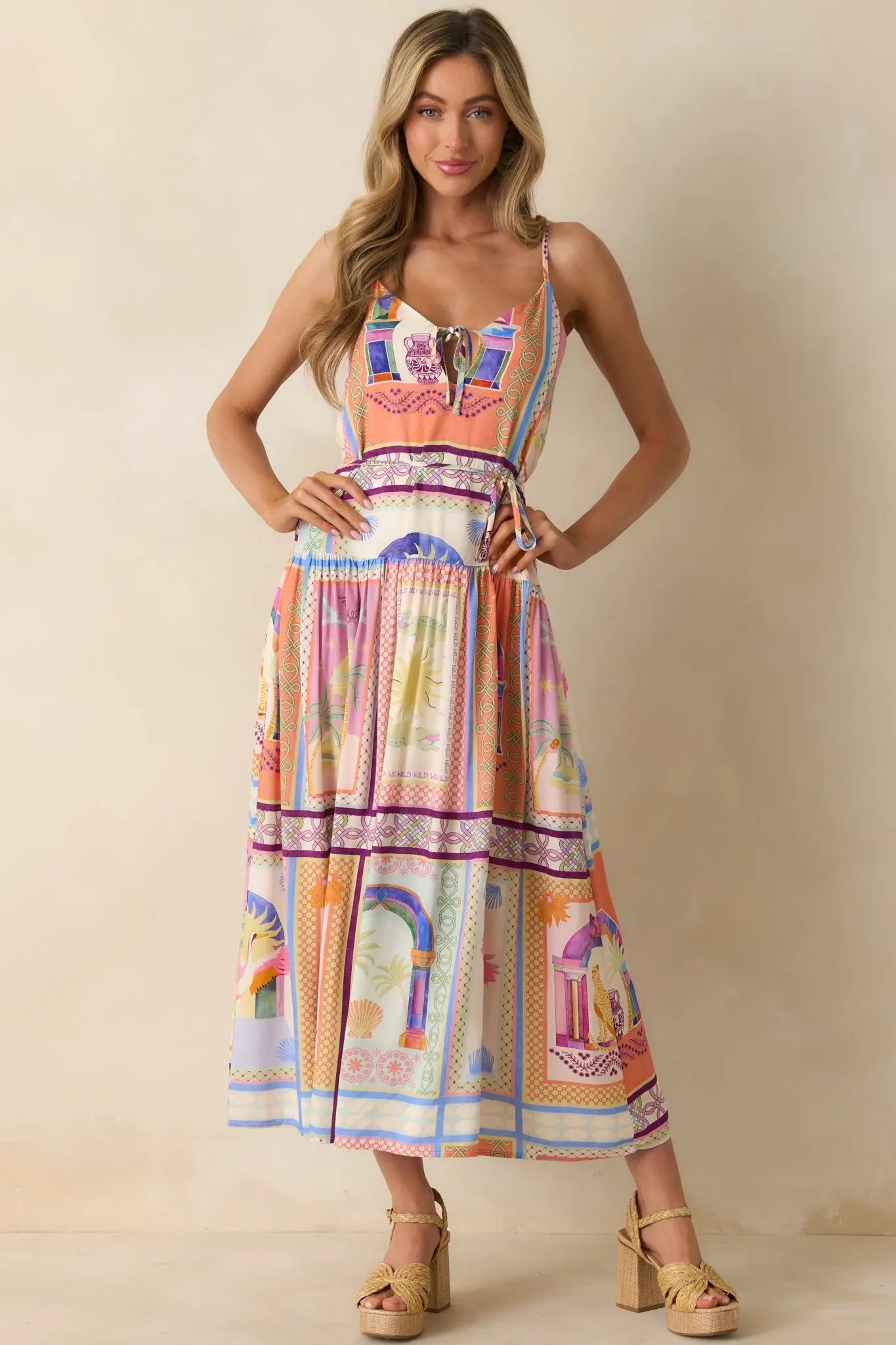 Women's MINKPINK Elysia White Multi Tropical Tile Print Maxi Dress | 100% Viscose 5
