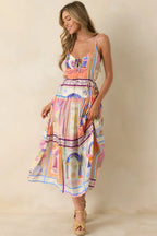 Women's MINKPINK Elysia White Multi Tropical Tile Print Maxi Dress | 100% Viscose 6