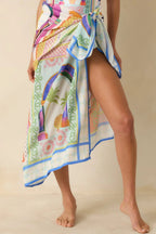 Women's MINKPINK Elysia White Multi Tropical Tile Print Sarong | Measures 58" L x 45" W 0