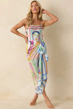 Women's MINKPINK Elysia White Multi Tropical Tile Print Sarong | Measures 58" L x 45" W 3