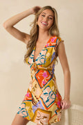 Women's MINKPINK Rosin Yellow Multi Bold Scarf Print Mini Dress | 100% Viscose 0