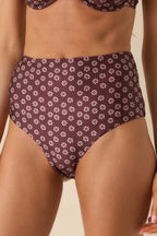 Women's MINKPINK Sierra Burgundy Floral High Waisted Bikini Bottoms | 85% Polyester & 15% Elastane 1