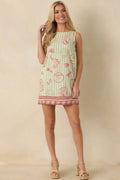 Women's MINKPINK Soleil Green Stripe Linen Blend Shift Mini Dress | 85% Viscose & 15% Linen 0