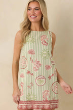 Women's MINKPINK Soleil Green Stripe Linen Blend Shift Mini Dress | 85% Viscose & 15% Linen 5