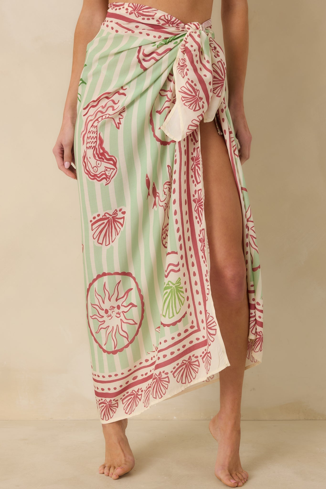 Women's MINKPINK Soleil Green Stripe Mermaid Sarong | 100% Viscose 1