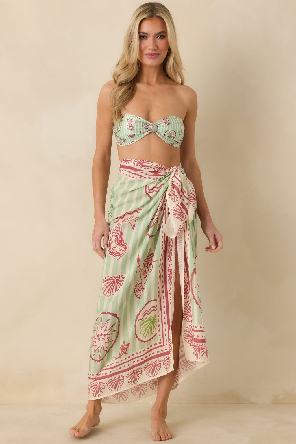 Women's MINKPINK Soleil Green Stripe Mermaid Sarong | 100% Viscose 3