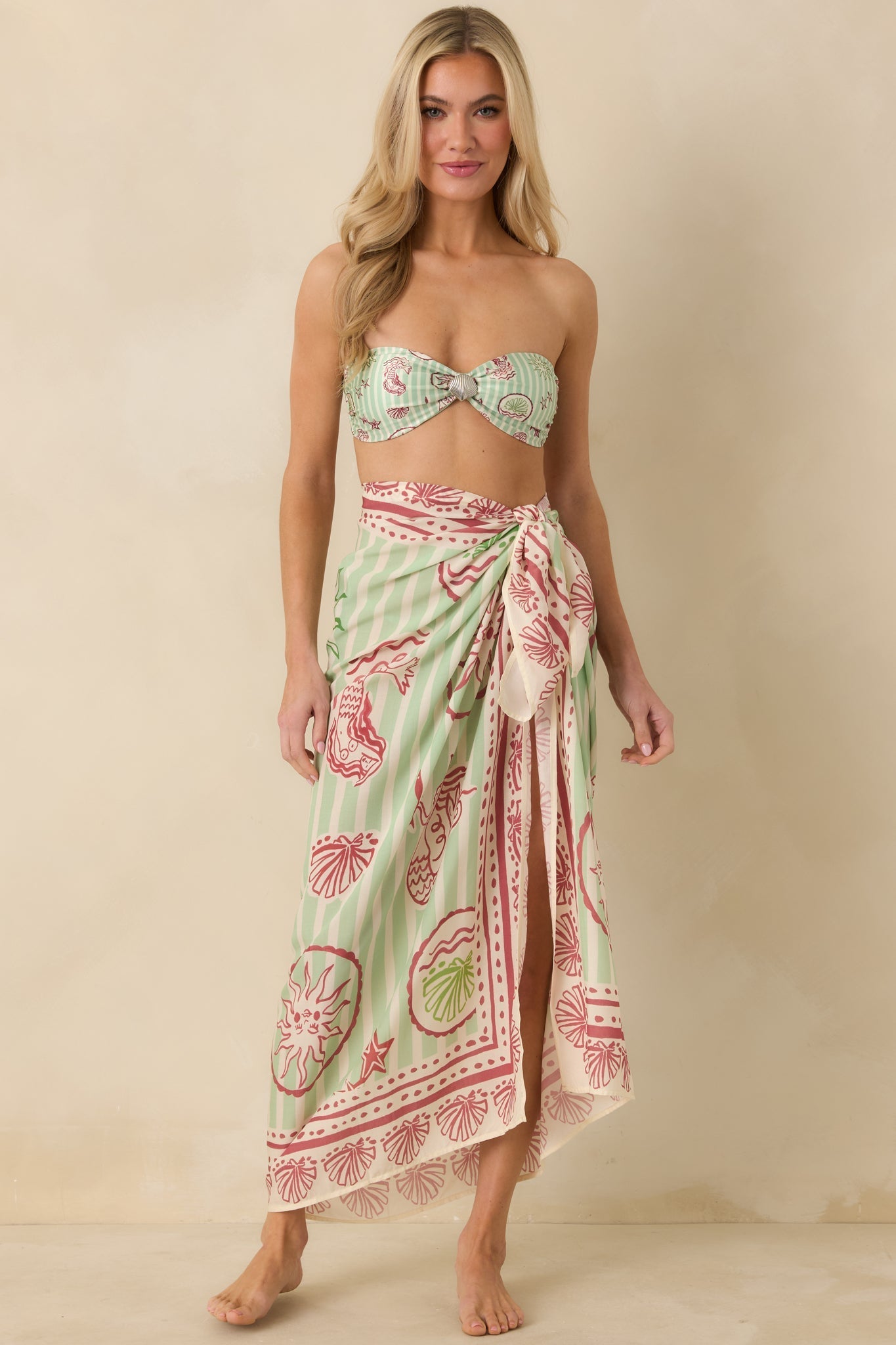 Women's MINKPINK Soleil Green Stripe Mermaid Sarong | 100% Viscose 3