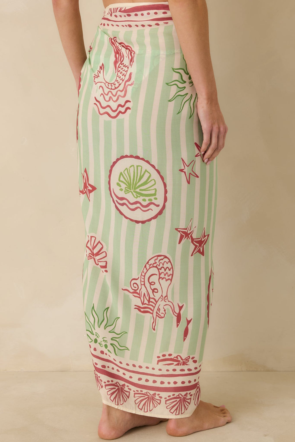 Women's MINKPINK Soleil Green Stripe Mermaid Sarong | 100% Viscose 4