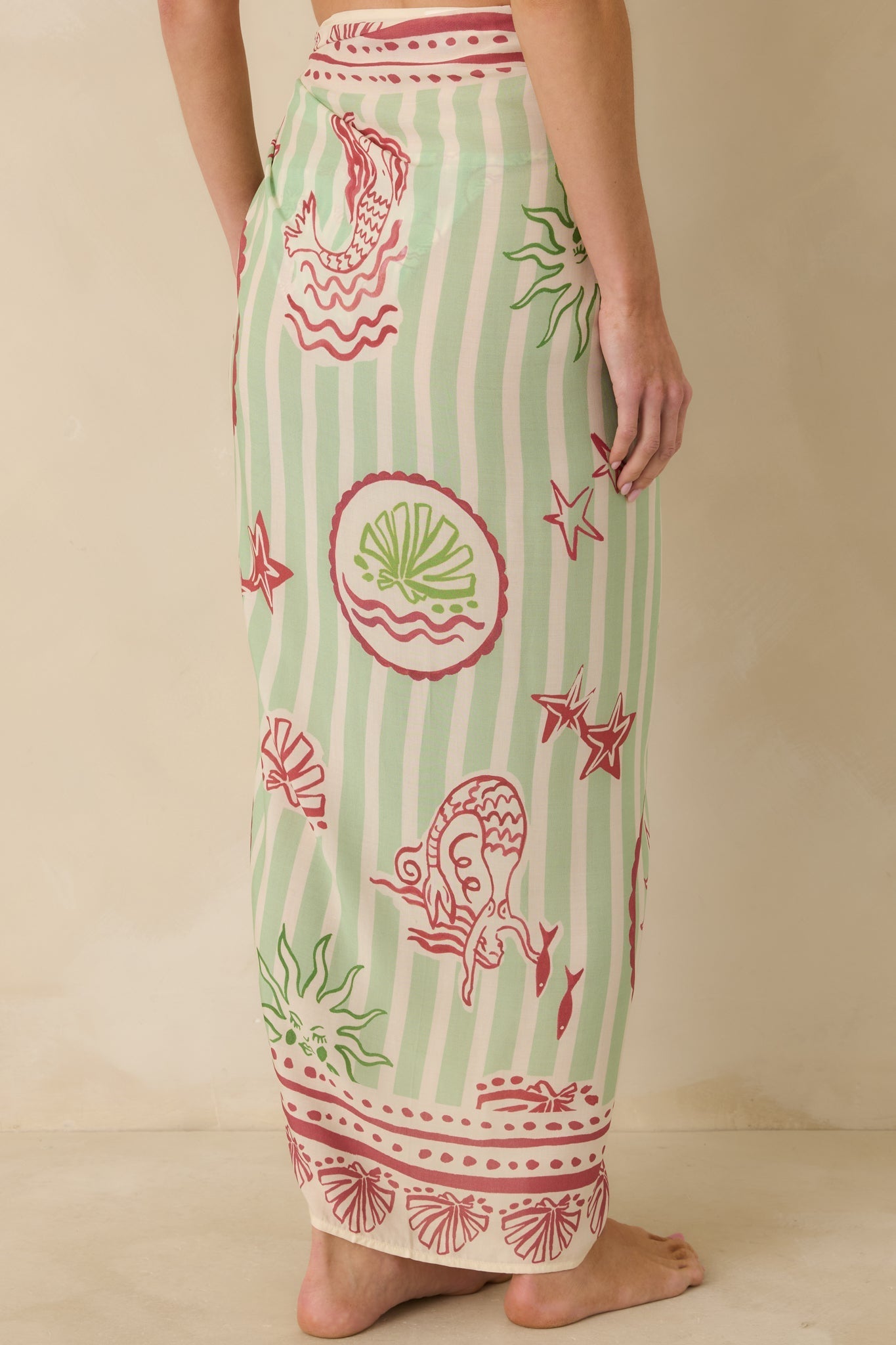 Women's MINKPINK Soleil Green Stripe Mermaid Sarong | 100% Viscose 4