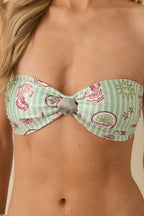 Women's MINKPINK Soleil Green Stripe Shell Detail Bandeau Bikini Top | 85% Polyester & 15% Elastane 2