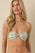 Women's MINKPINK Soleil Green Stripe Shell Detail Bandeau Bikini Top | 85% Polyester & 15% Elastane 5