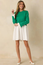 Women's Made to Charm Green Scalloped Sweater Mini Dress | 50% Viscose 2