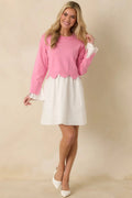 Women's Made to Charm Pink Scalloped Sweater Mini Dress | 50% Viscose 0