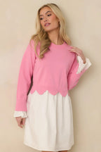 Women's Made to Charm Pink Scalloped Sweater Mini Dress | 50% Viscose 1