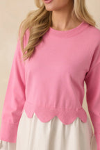 Women's Made to Charm Pink Scalloped Sweater Mini Dress | 50% Viscose 2