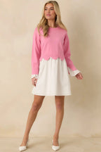 Women's Made to Charm Pink Scalloped Sweater Mini Dress | 50% Viscose 4
