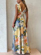 Maxi Dress for Women with Soft Cotton Blend – Stylish Patchwork...