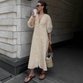 Mae Collection | Women's Dress with Puff Sleeves & V-Neckline | Chic Summer Style for Comfort