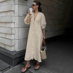 Mae Collection | Women's Dress with Puff Sleeves & V-Neckline | Chic Summer Style for Comfort