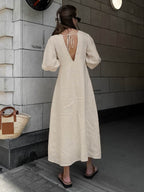 Mae Collection | Women's Dress with Puff Sleeves & V-Neckline | Chic Summer Style for Comfort