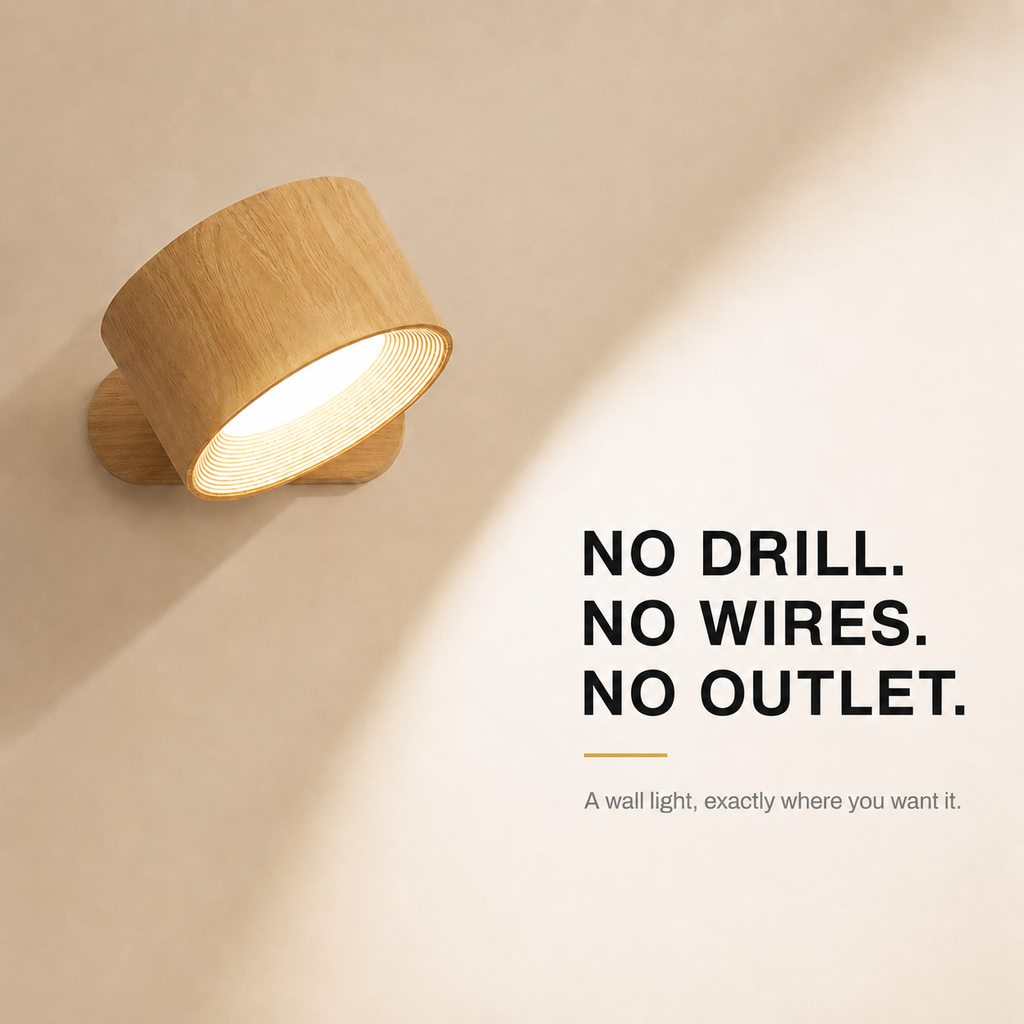 Magnetic Wall Light — 360° Rotatable, Rechargeable Touch Lamp