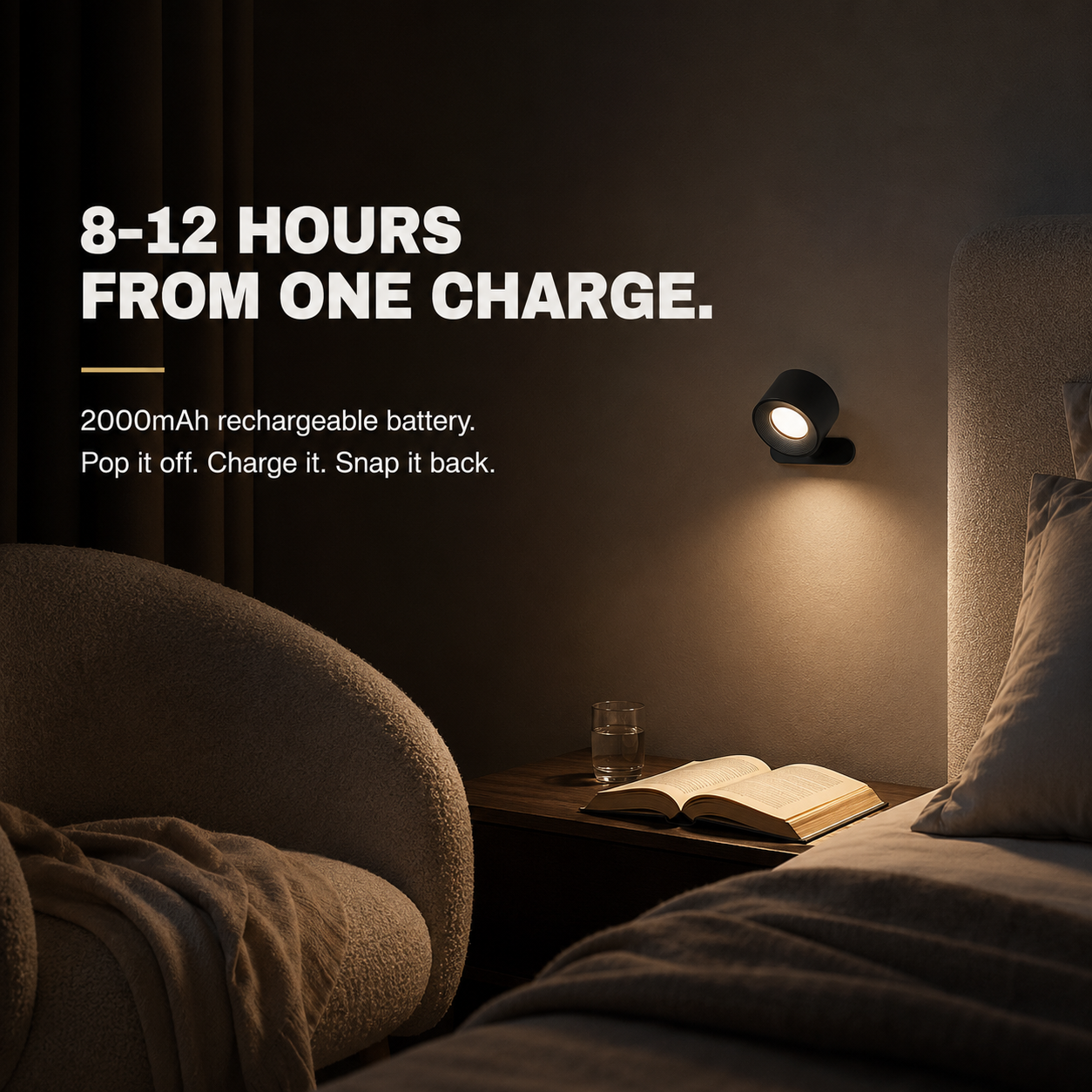 Magnetic Wall Light — 360° Rotatable, Rechargeable Touch Lamp