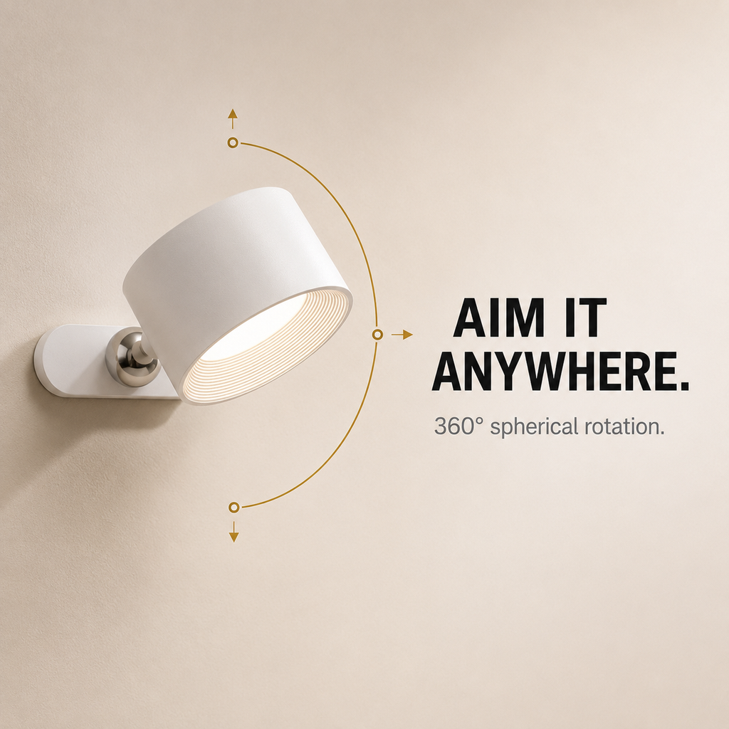 Magnetic Wall Light — 360° Rotatable, Rechargeable Touch Lamp