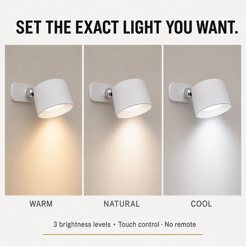 Magnetic Wall Light — 360° Rotatable, Rechargeable Touch Lamp