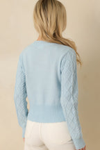 Women's Main Lobster Energy Light Blue Embroidered Cardigan Sweater | 42% Acrylic 7
