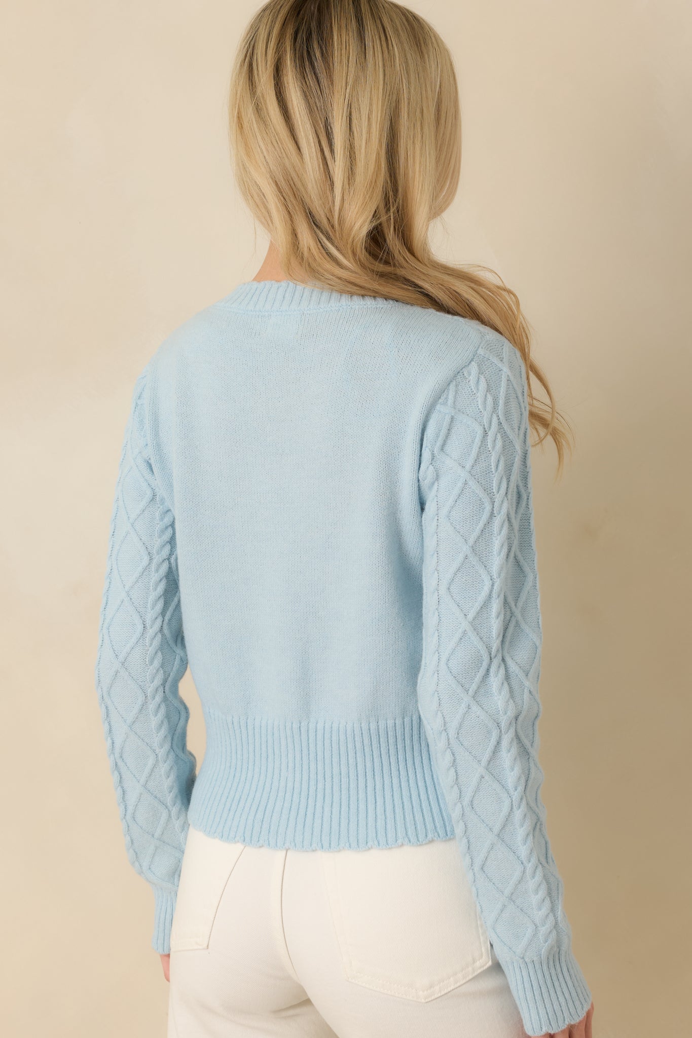 Women's Main Lobster Energy Light Blue Embroidered Cardigan Sweater | 42% Acrylic 7
