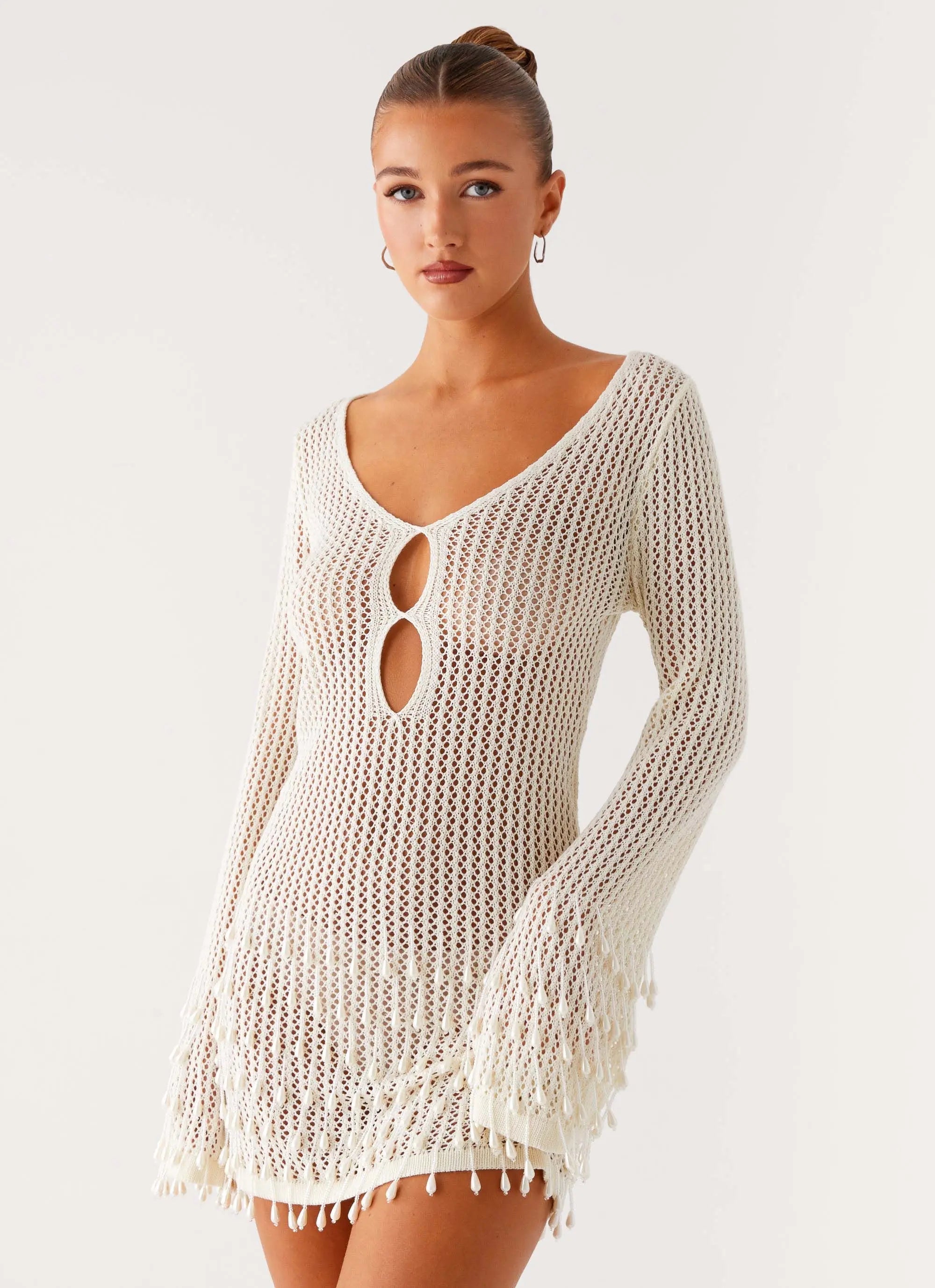Women's Majestic Collection | Women's Crochet Mini Dress with Beaded Details | Flirty Style for Night Out | Mini length  0