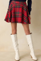 Women's Make It Fun Red Multi Plaid Flared Mini Skirt | 100% Polyester 5