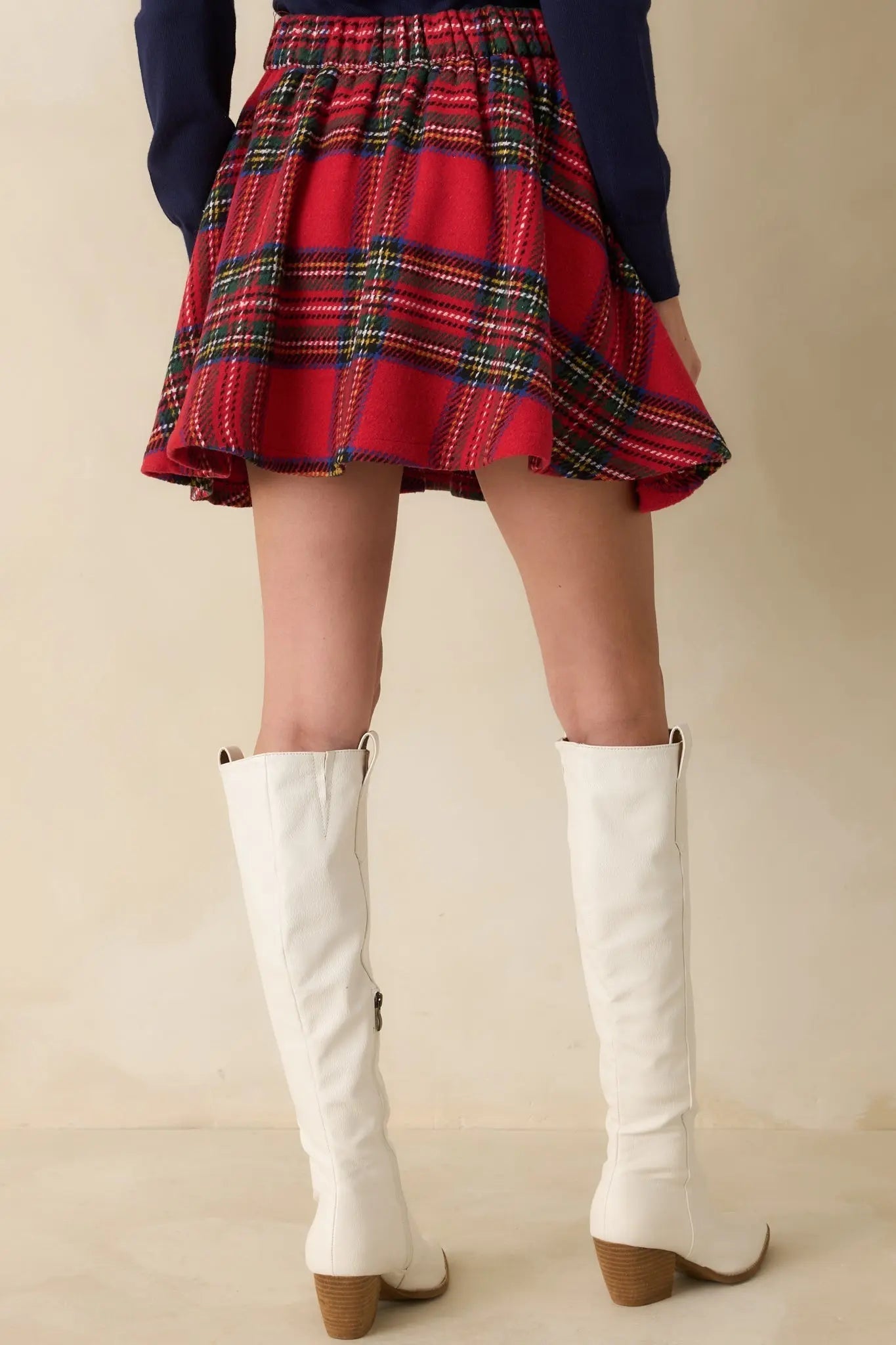 Women's Make It Fun Red Multi Plaid Flared Mini Skirt | 100% Polyester 7