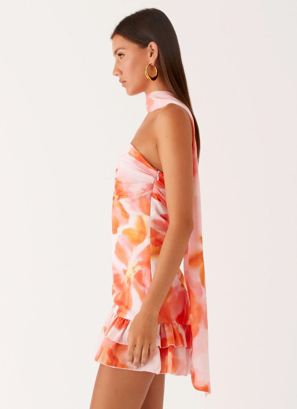 Women's Manon Collection | Scarf Mini Dress with Ruched Side & Frilled Hemline | Exclusive Print for Summer Styling - Wo 2