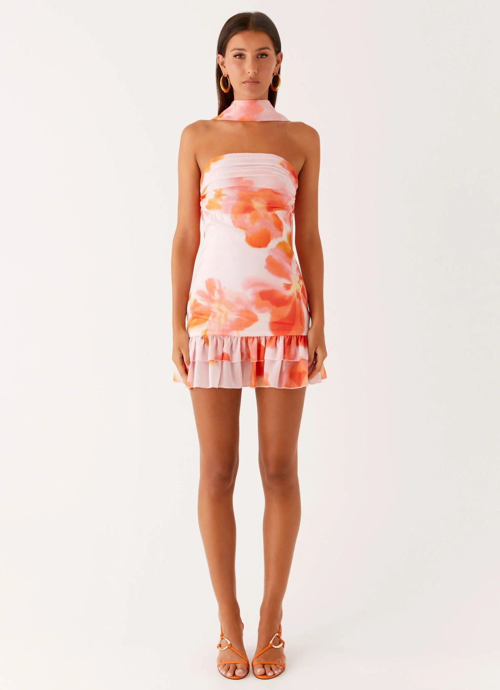 Women's Manon Collection | Scarf Mini Dress with Ruched Side & Frilled Hemline | Exclusive Print for Summer Styling - Wo 4