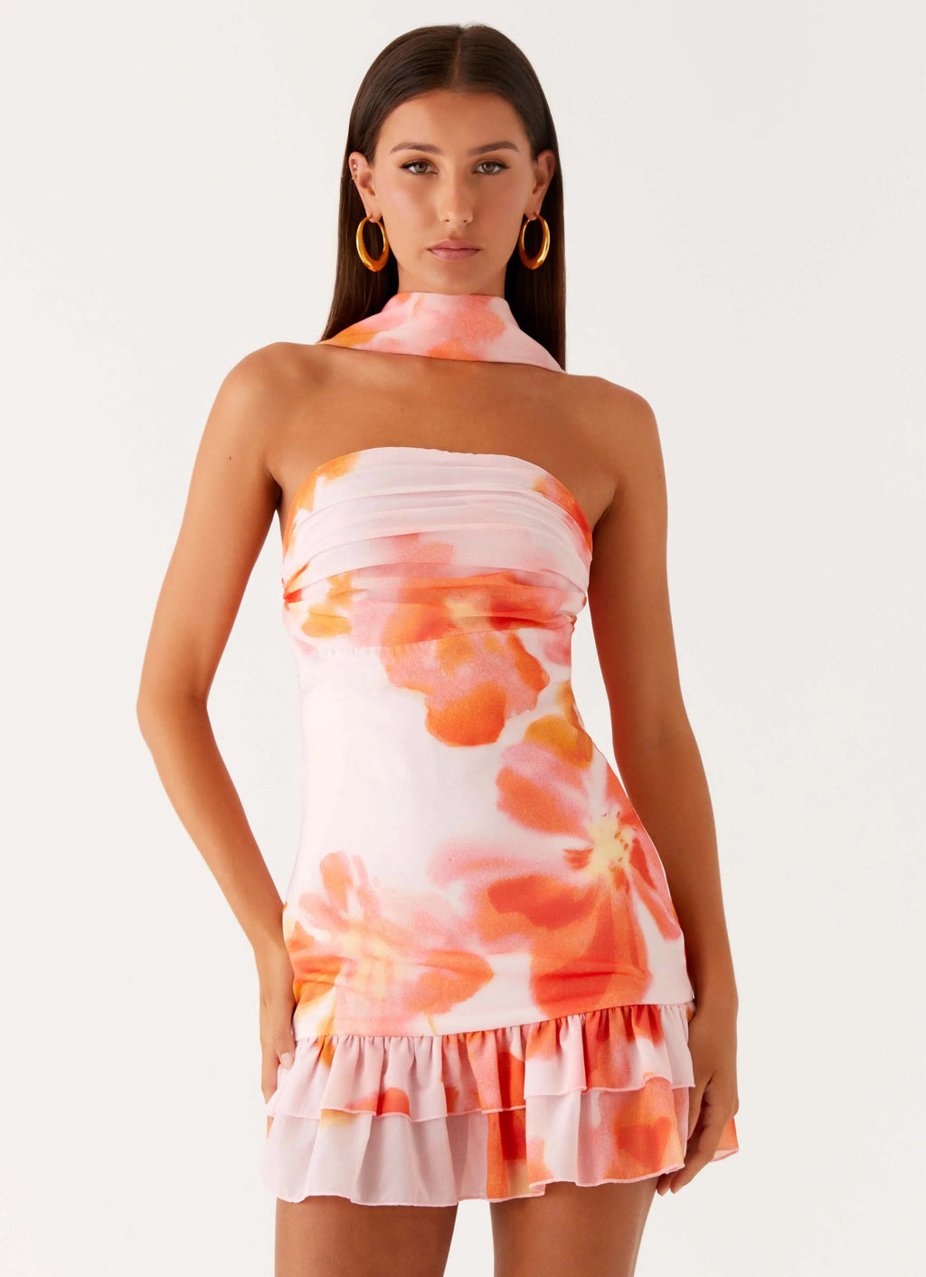 Women's Manon Collection | Scarf Mini Dress with Ruched Side & Frilled Hemline | Exclusive Print for Summer Styling - Wo 5