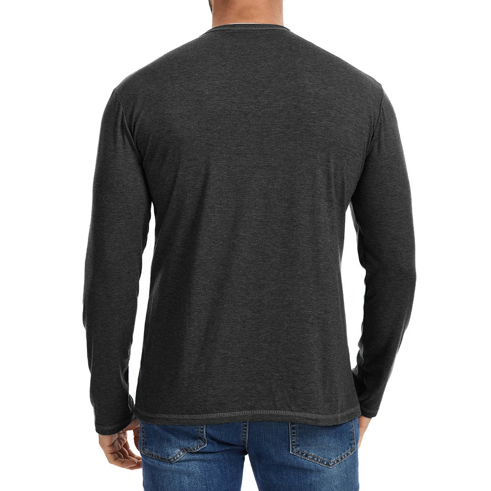 Long Sleeve Cotton Shirt with V-Neck Design